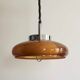 Suspension vintage chrome et plastique marron transparent réglable en hauteur