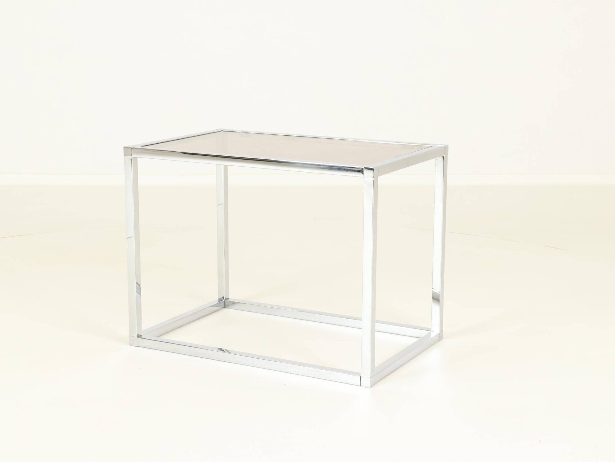 Coffee or Side Table in Chroom & Smoked Glass by Belgo Chrom, Belgium,1970s
