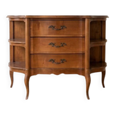 Louis XV style wooden commode with side shelves
