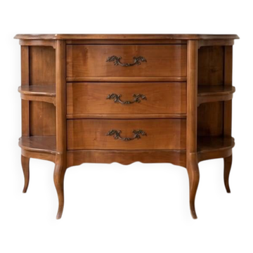 Louis XV style wooden commode with side shelves
