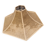 Large Hexagonal Boho Chic Faux Cane Lampshade 1970