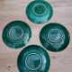 Dessert or cheese set, dish and 4 plates, Saint Clément green and gold