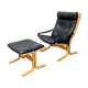Siesta lounge chair set in Norwegian leather with ottoman by Ingmar Relling for Ekornes