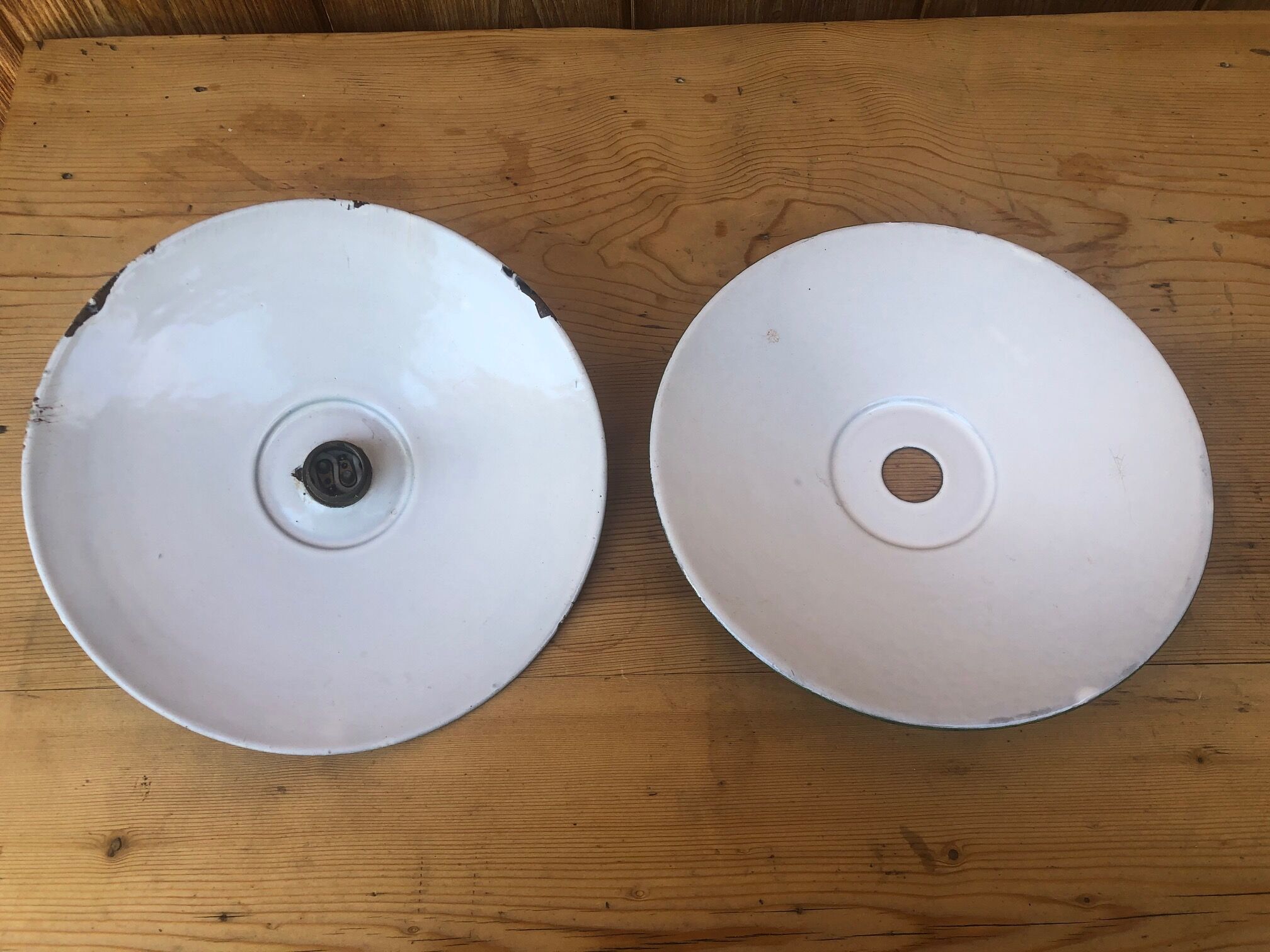 Duo de suspension gamelle industrielle en tôle emmaillée verte