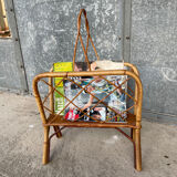 Vintage rattan magazine rack