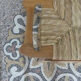 Teak and raffia bar stool