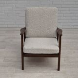 1960s, Danish armchair, refurbished, quality white/grey furniture fabric.