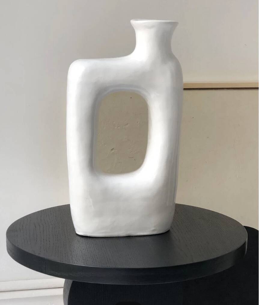 White ceramic heart vase