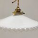Pair of white opaline suspensions with serrated edges