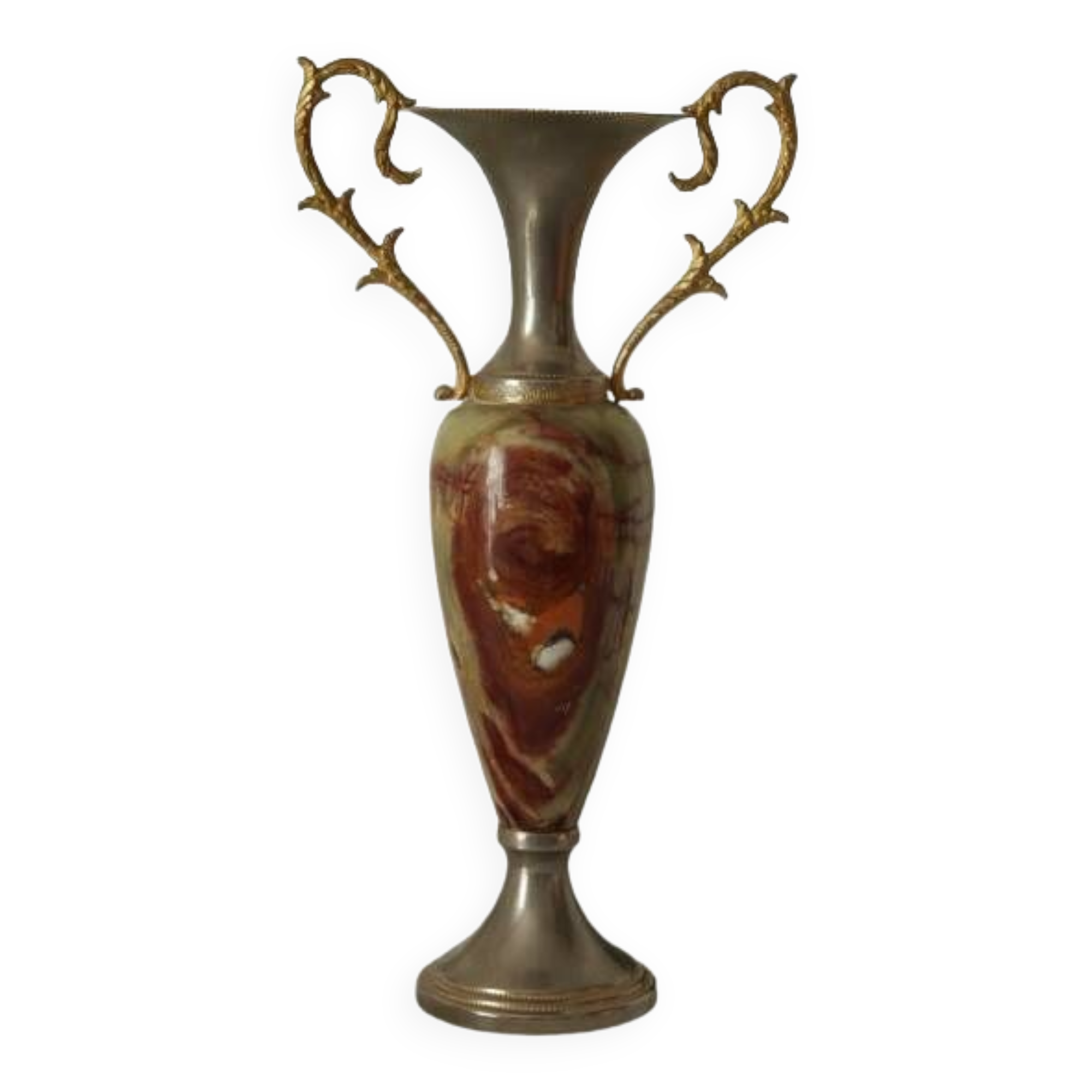 Amphore en onyx et etain vintage