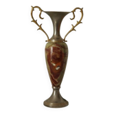 Vintage onyx and pewter amphora