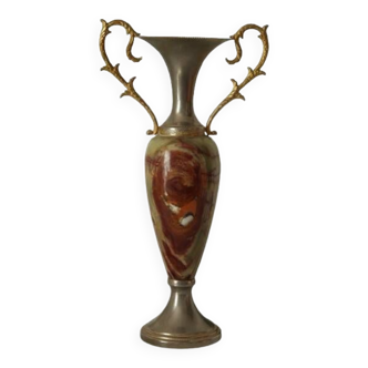 Vintage onyx and pewter amphora