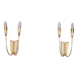 Pair of double brass sconces