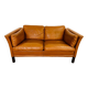 Vintage danish mid century mogens hansen 2 person tan cognac leather sofa