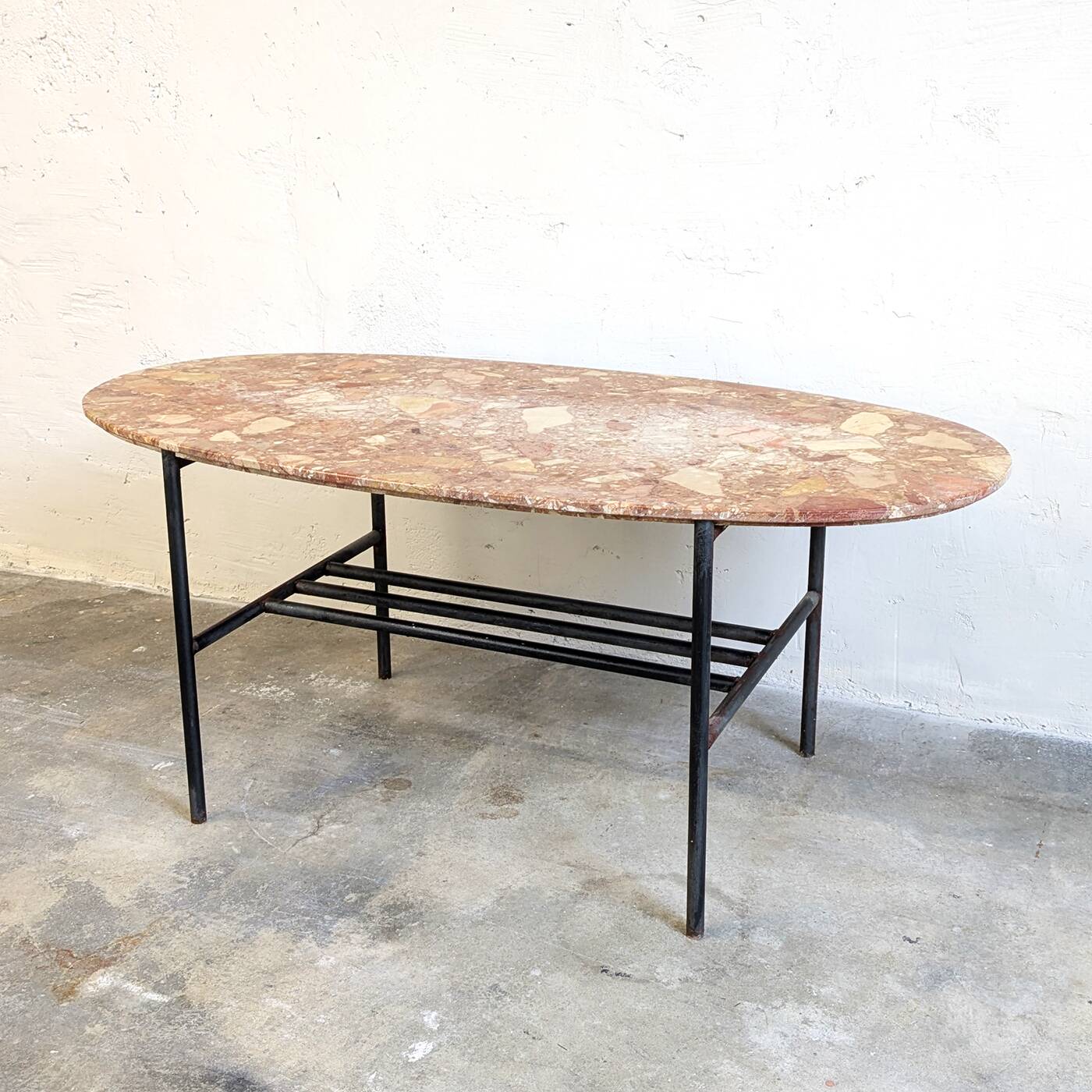 Marble and steel coffee table