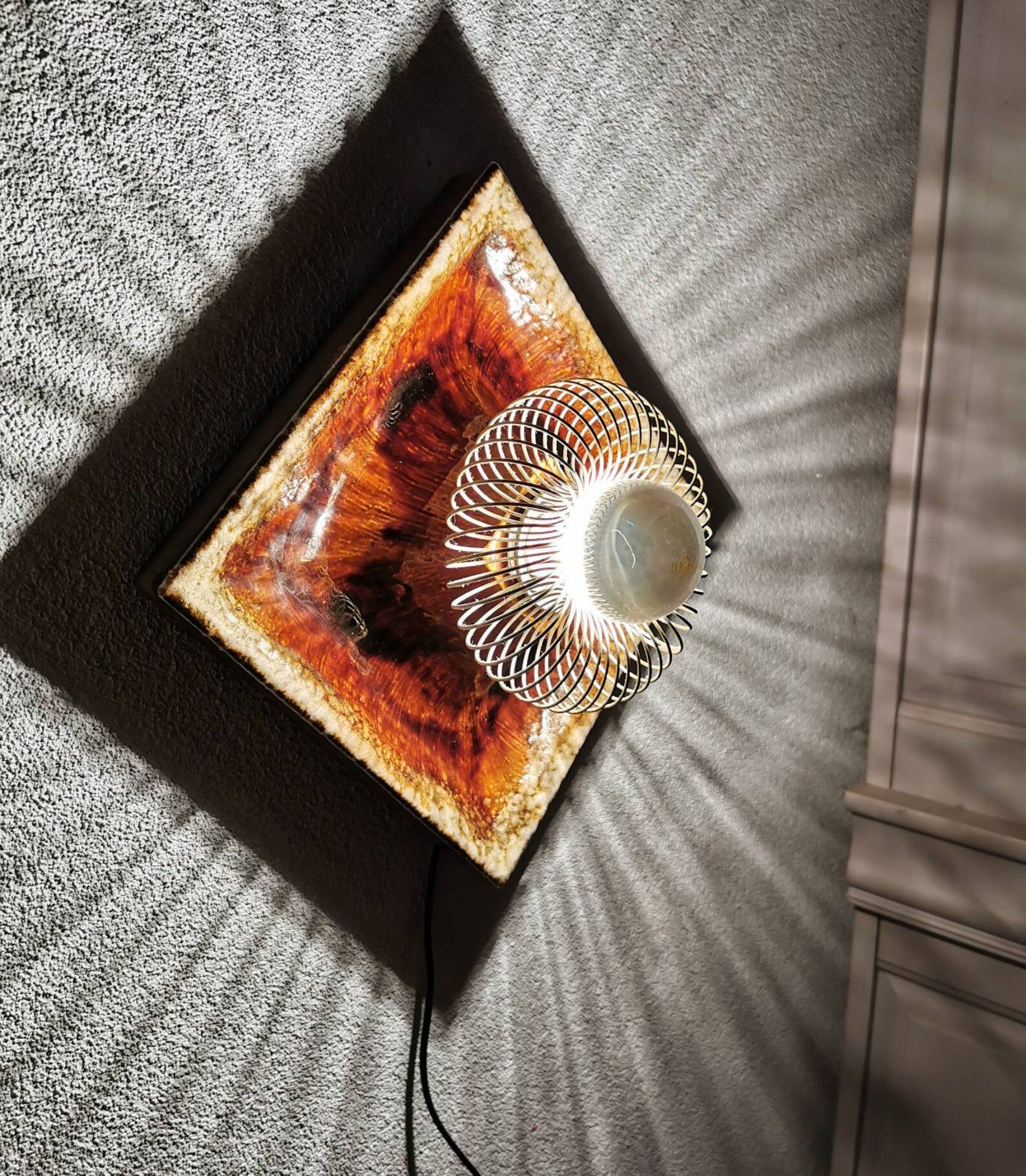 Vintage 1970s ceramic lava applied