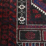 Hand-Knotted Rug with Burgundy Red, Dark Blue, and Beige Tones 143x88 cm