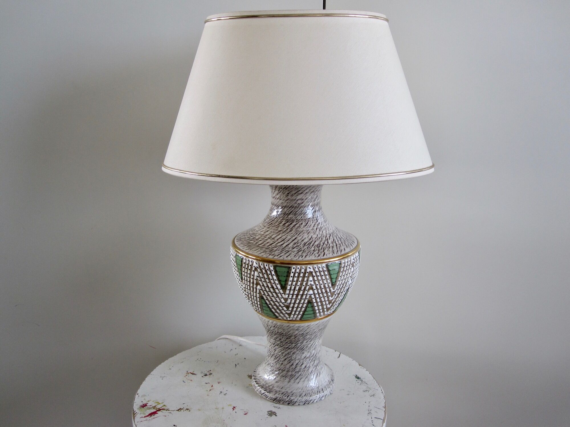 Jacques breugnot enamelled stoneware lamp signed art deco style dating from the years 1950-60