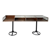Oak and brass-mounted display cabinet on legs – Circa 1950