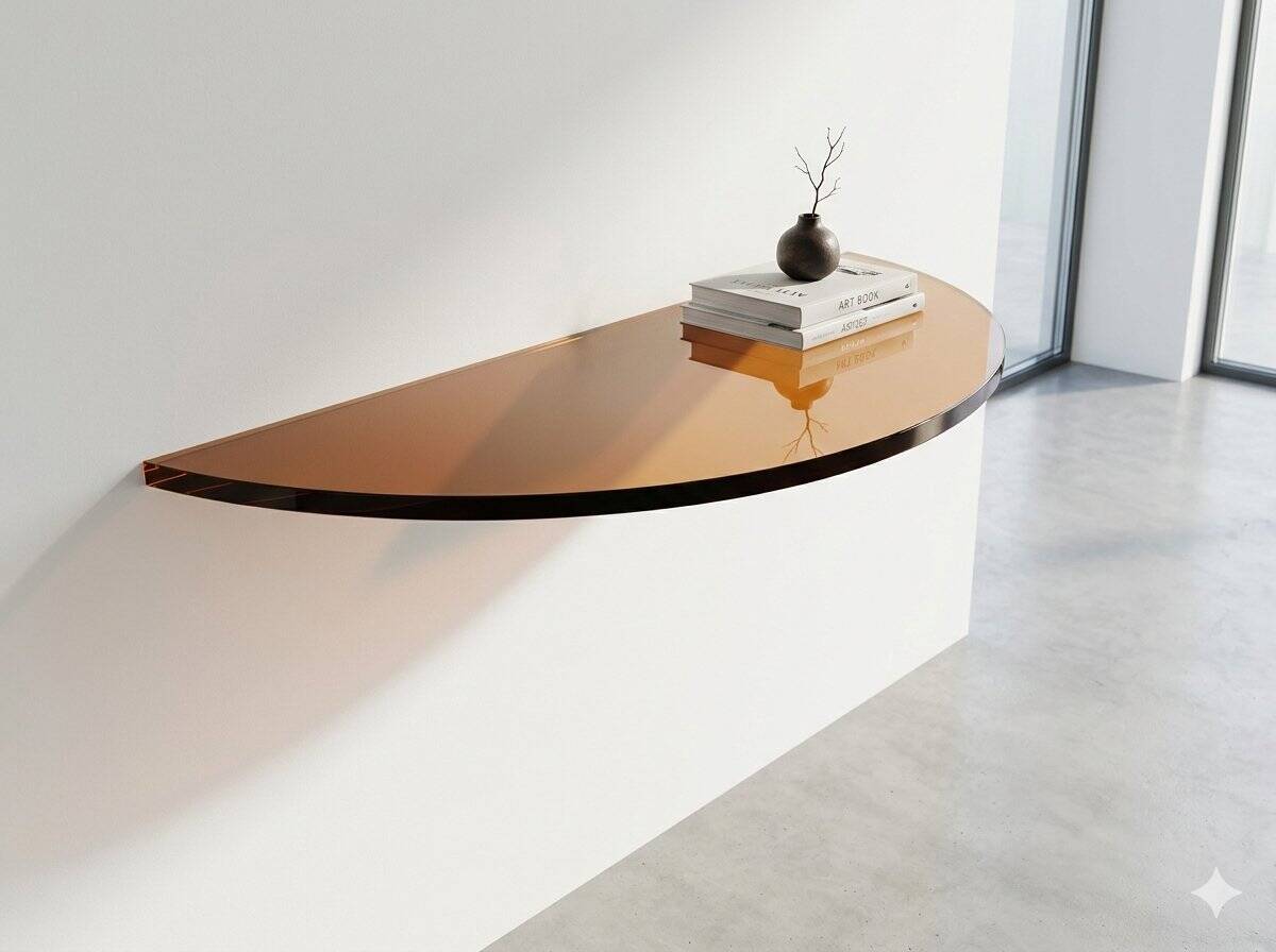 Étagère de console en verre acrylique orange, années 1970