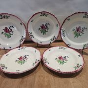 Set of 5 old hollow plates in gien earthenware model "lorraine"