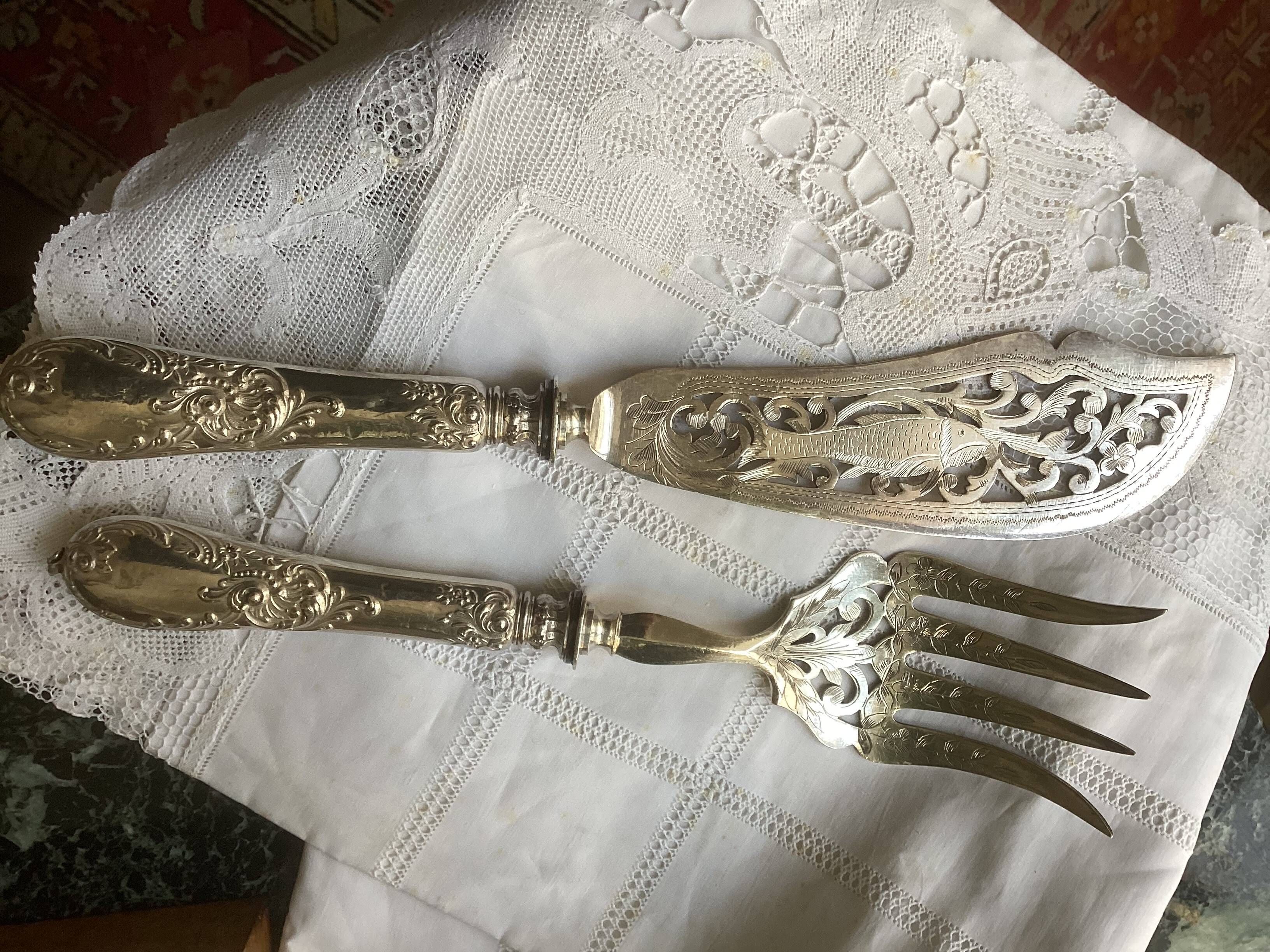 Silver fish cutlery 19th century
