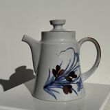 Teapot with stylised blue and brown flowers H18