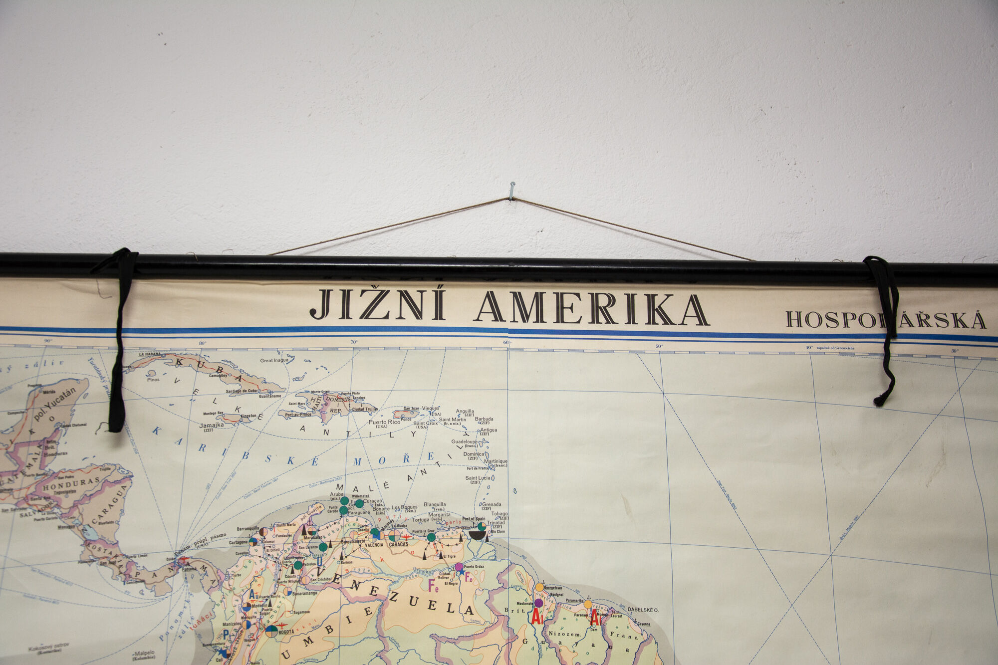 Czechoslovak Vintage school maps of South America, 1960