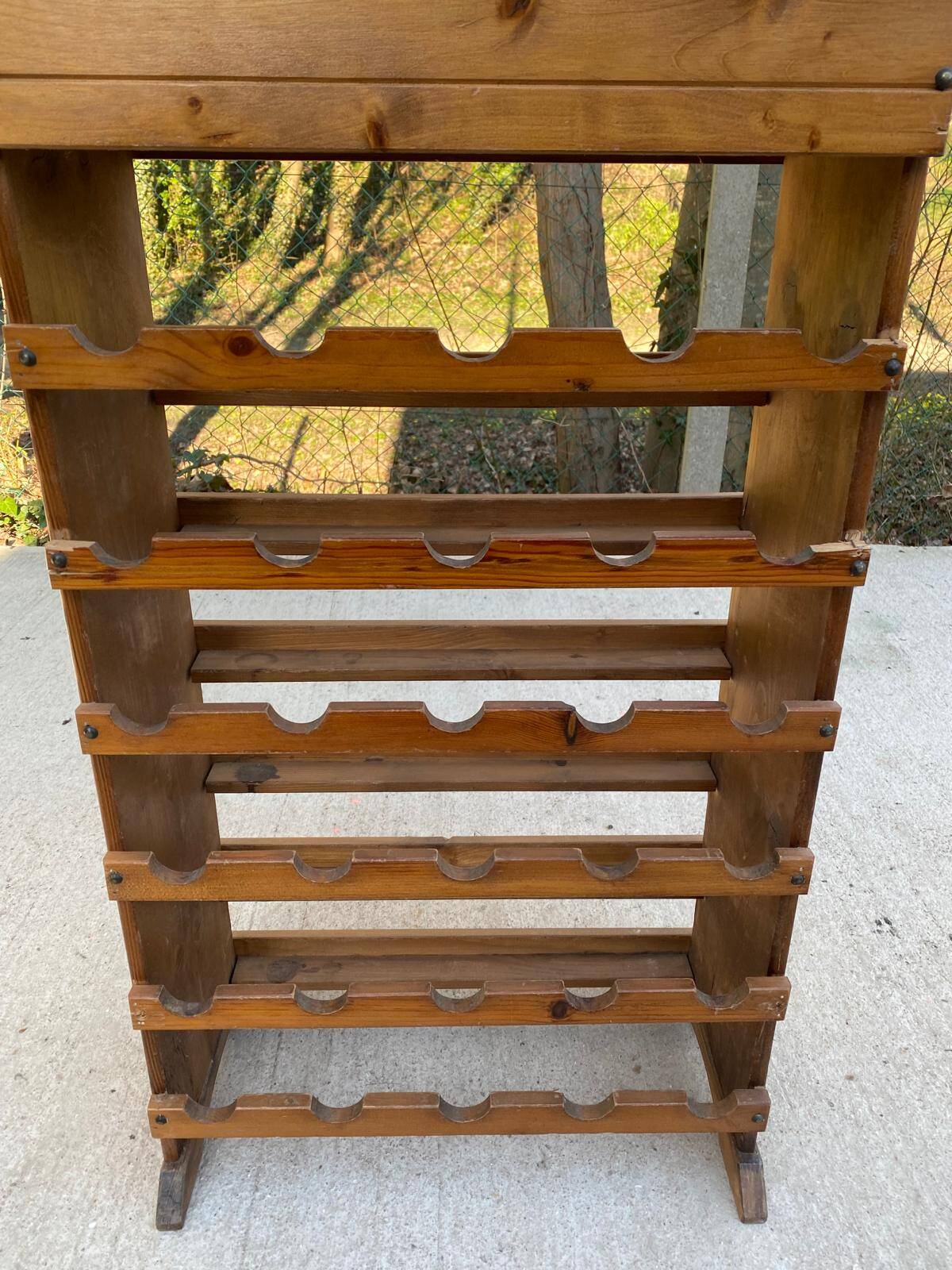 Solid wood wine rack bottle storage with drawer