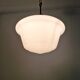 Large Art Deco pendant light in white opaline, 1930.