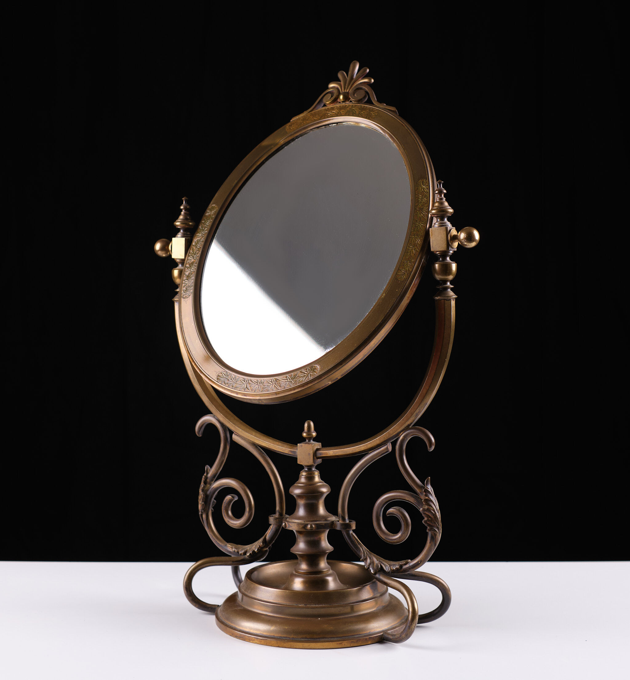 Victorian brass table mirror, 1880s, England