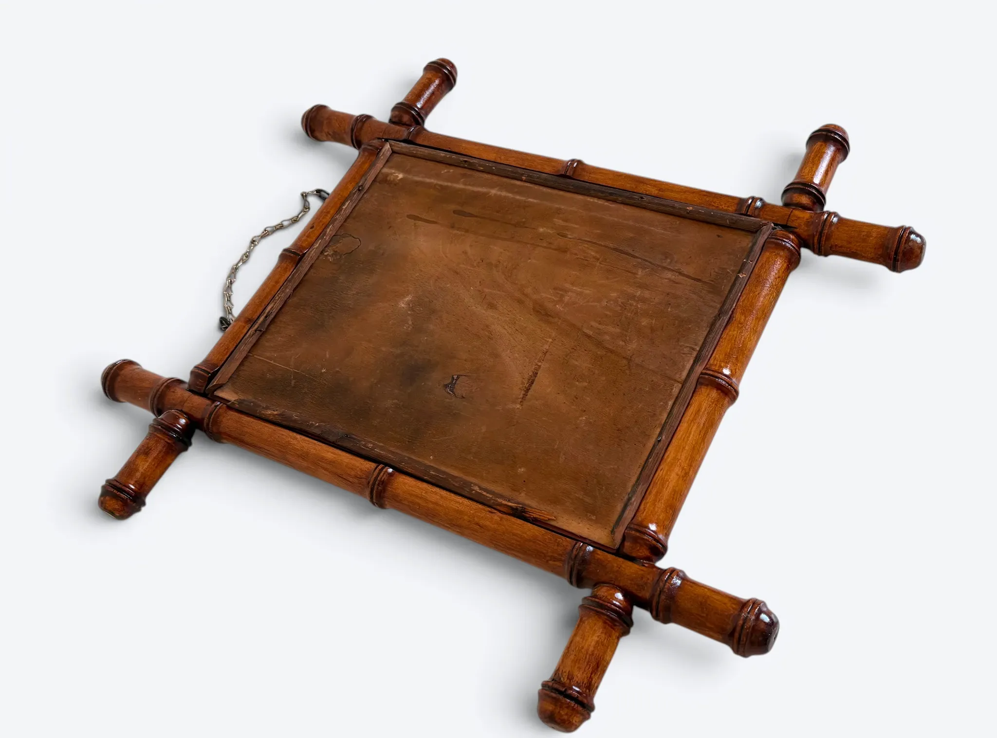 Antique Faux Bamboo Mirror, Bevelled Glass, France, c.1900, Original Patina