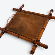 Antique Faux Bamboo Mirror, Bevelled Glass, France, c.1900, Original Patina