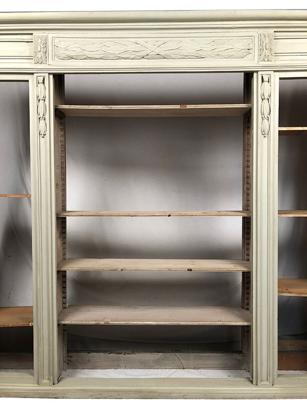 Old pharmacy furniture in grey lacquered oak, NINETEENTH