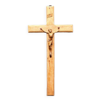 Crucifix ancien en poirier et régule - Fin XIXème