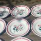 set of nine old flat plates from the 40s/50s with rose decoration