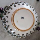 Earthenware malicorne openwork ball basket signed emile tessier