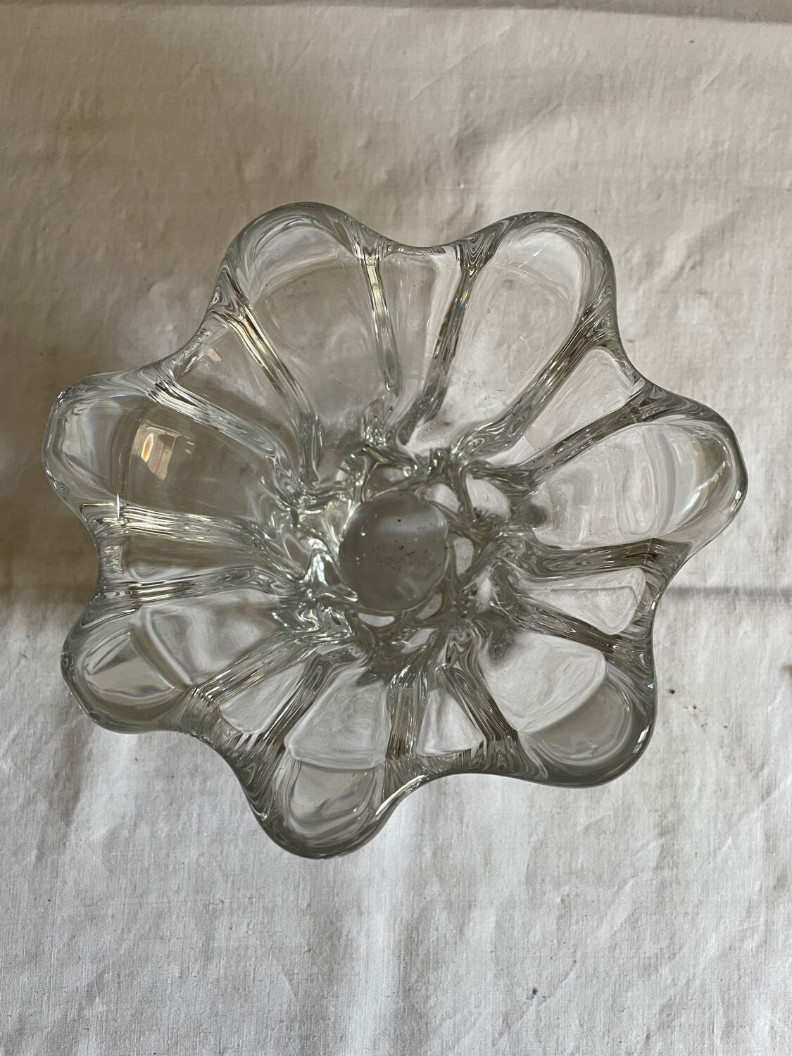 Crystal tulip vase sign Daume France