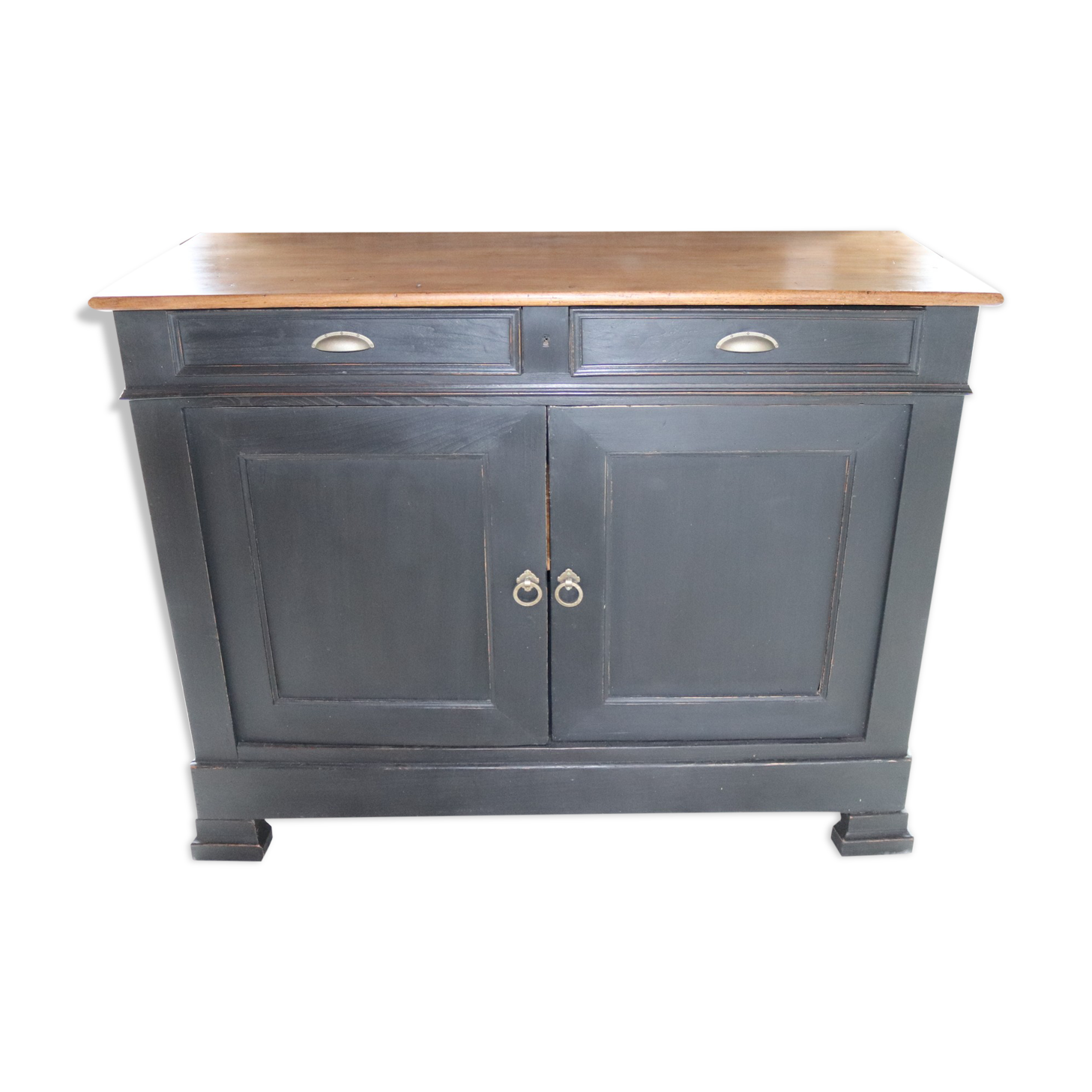 Buffet 2 doors black and wood restyled