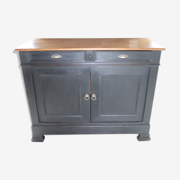 Buffet 2 doors black and wood restyled