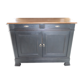 Buffet 2 doors black and wood restyled