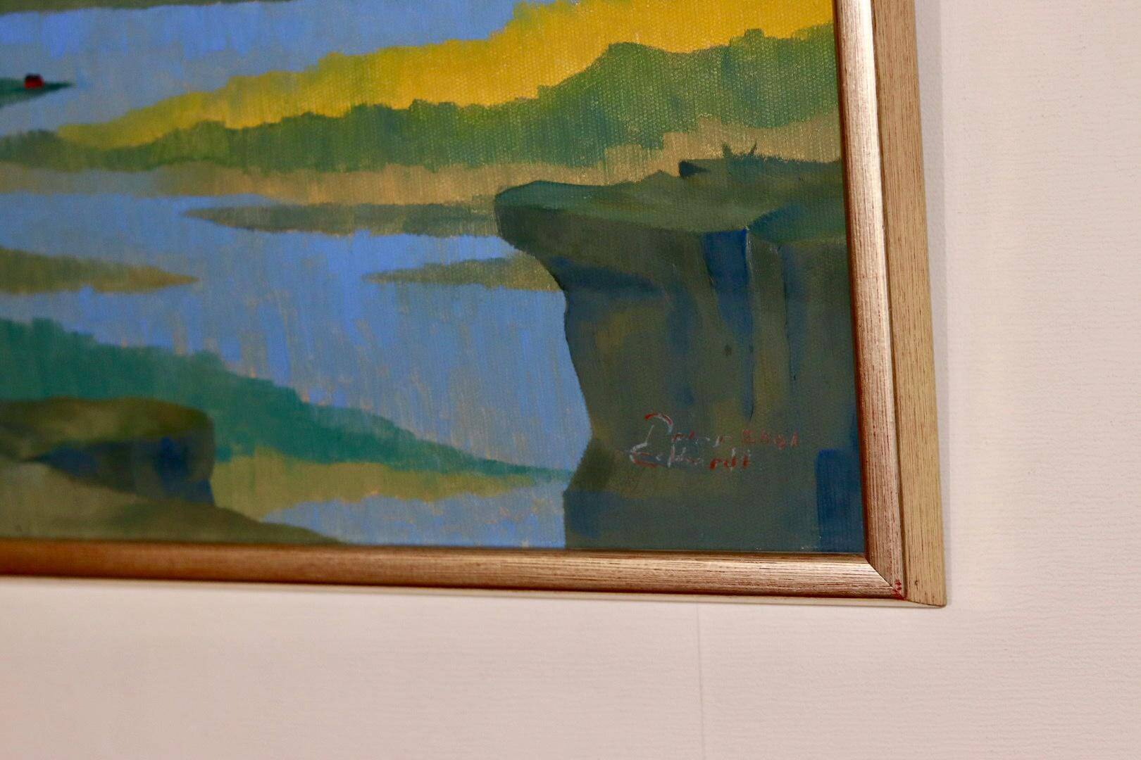 Original Swedish Mid Century Oil on Canvas "Katrineholm"- Vintage & Framed
