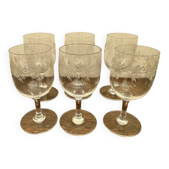 6 Porto glasses in Baccarat crystal Sevigne model early 1930s