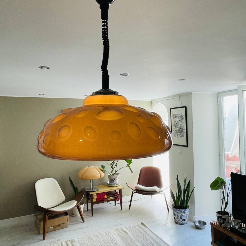 Space Age retractable dining room hanging lamp