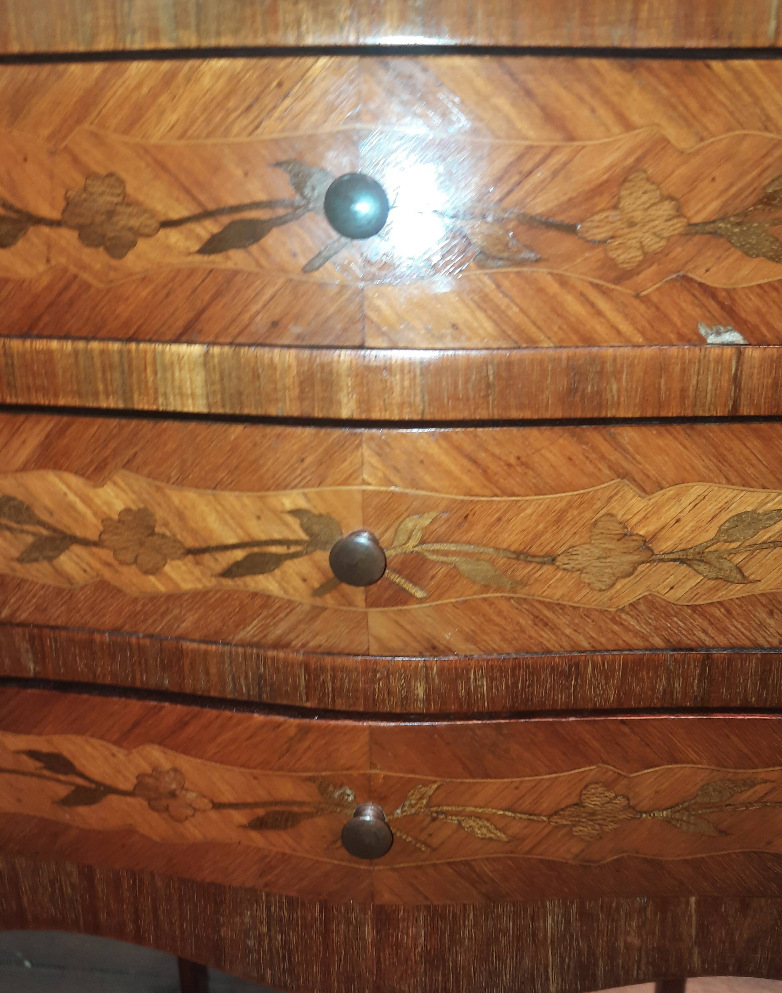 Flower marquetry bedside table in Louis XV style