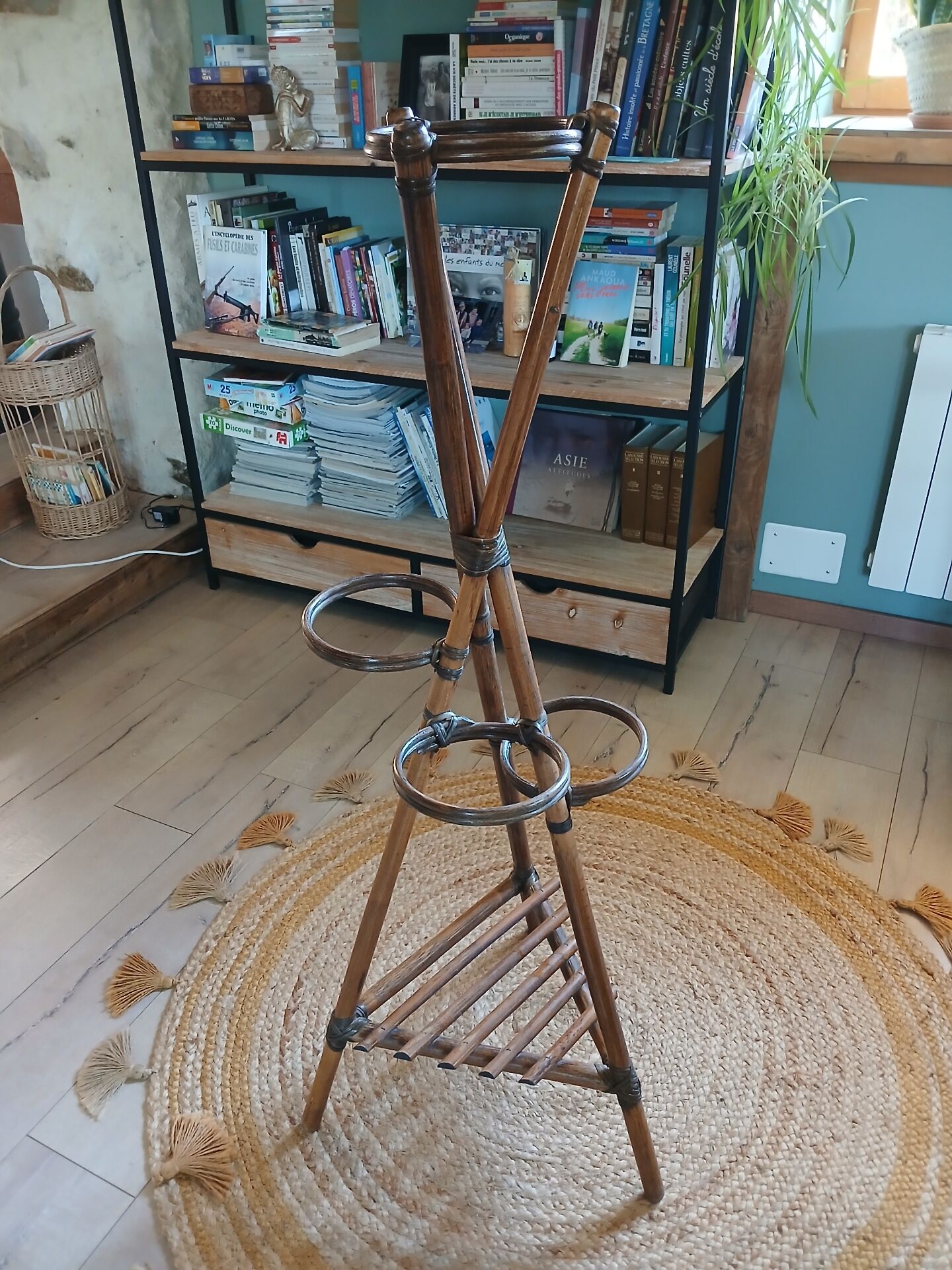 Large vintage bamboo plant stand