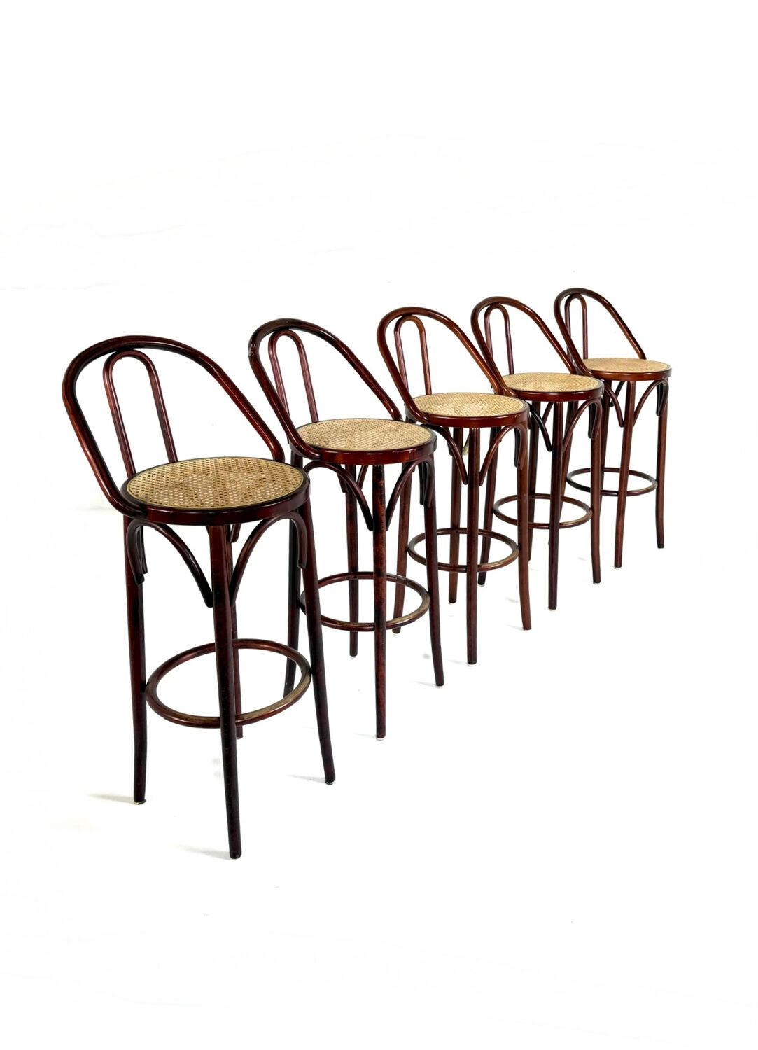 5x vintage rattan barstool, style Thonet ‘60