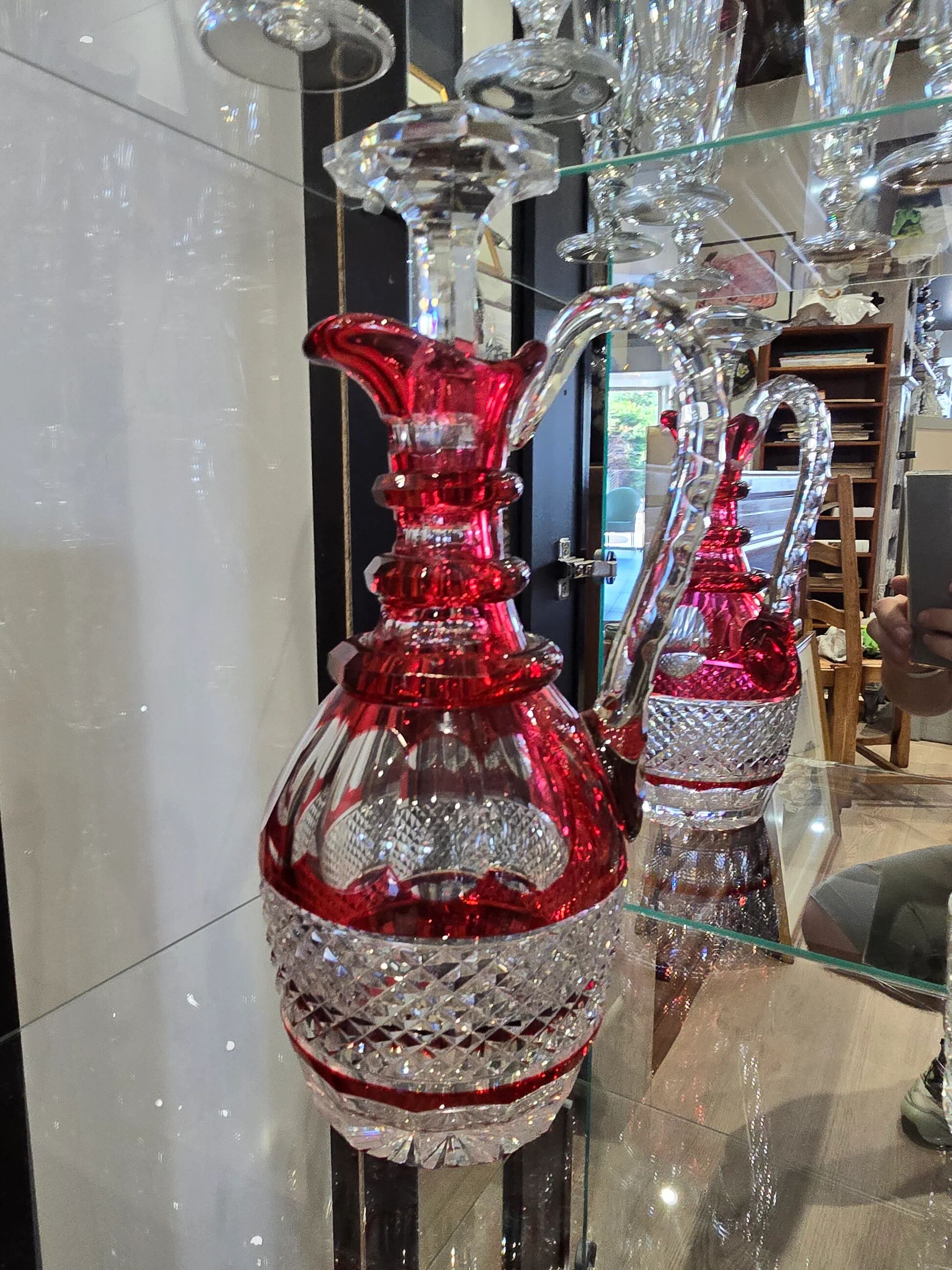 Red double-walled crystal carafe – Saint-Louis