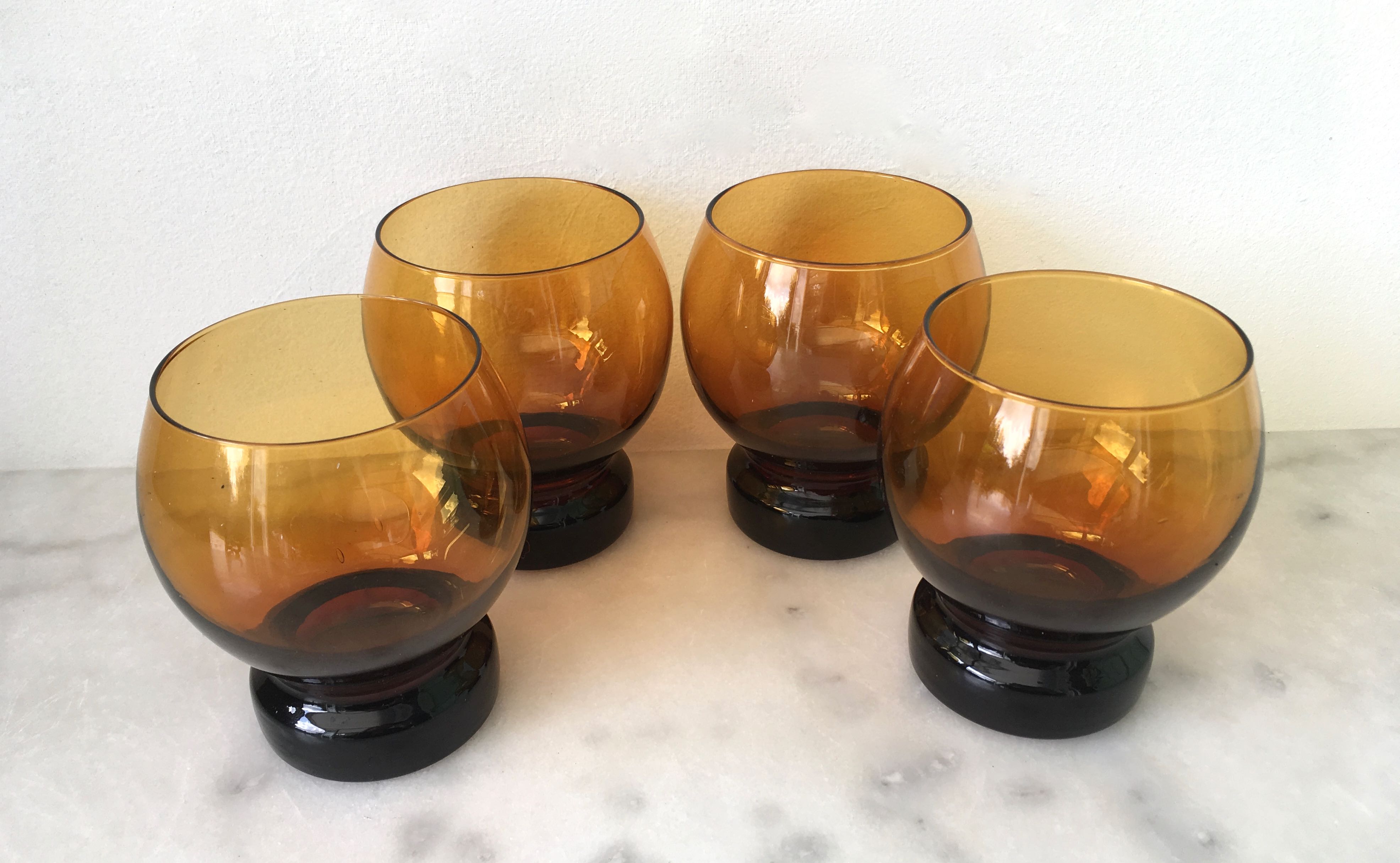 Set of 4 vintage amber cups