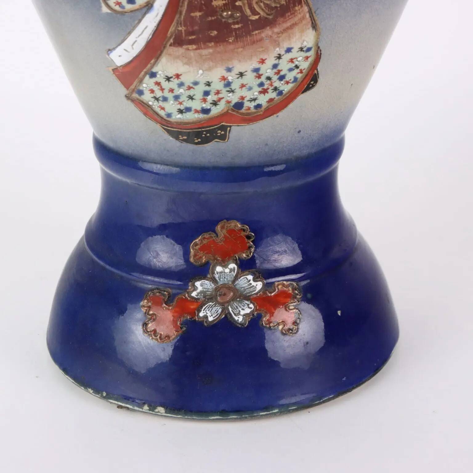 Antique ceramic vase with floral decoration, Japan, early 20th century.